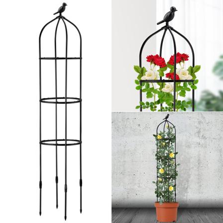 (Musta/lintu koristepään liittämisen jälkeen: φ30cm, korkeus 150cm, pakkauskoko: 44*16,5*8,5cm) Rikkoutunut ympyrä ruusuteline U-muotoinen malli (11mm