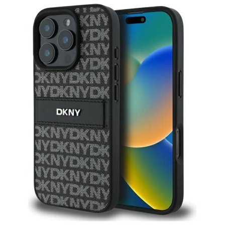 DKNY Texture Pattern Tonal Stripe iPhone 16 Pro-etui - svart