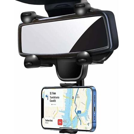 Bilbakkespeil Telefonholder Montering Roterer 360° Universell Bilbakkespeil Telefonholder Kompatibel med Smarttelefoner med en Bredde på Mindre enn 