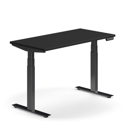 Schreibtisch QBUS, höhenverstellbar , 1200x600 mm, schwarz/schwarz