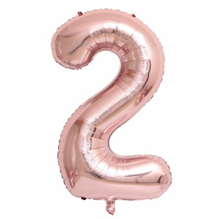 Big nummer ballon i rosé guld til fødselsdagsfest 102cm 2