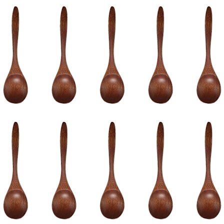 10 stk. treskjeer for spising, miljøvennlig håndlaget teskje for middag, salatdesserter, snacks