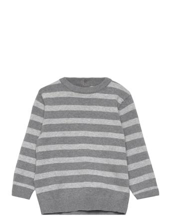 Striped Knit Sweater Pullover Grå Mango*Betinget Tilbud