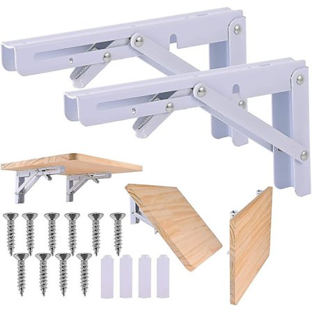 2pcs Folding Shelf Brackets heavy Duty Metal Collapsible Shelf Bracket Wall Mounted Diy Triangle Brackets