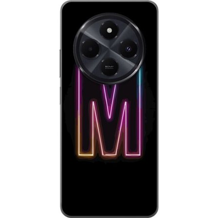 Kompatibelt Mobildeksel til Xiaomi Xiaomi Redmi A4 Neonbokstav M med fargeskiftende lys effekt mot svart bakgrunn, moderne minimalistisk typografi med