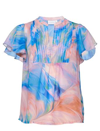 Shortsleeved Blouse W. V-Neck In Re Patterned Coster Copenhagen