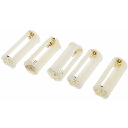 SODIAL 5 stk. Rund 3x 1,5V AAA Batteriholder Etui Boks Kapacitet Hvid