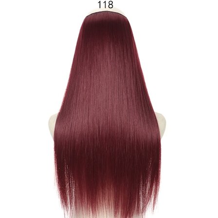 MERISIHAIR Long No Clips Invisible Wire Hair Extensions 16 22 32" Syntetiskt Vågigt Svart Brun One Piece Hairpiece Hårförlängning