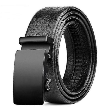 Læderbælte til mænd Automatisk spænde Glidende bælte til hverdagsbrug og fest Klip til pasform