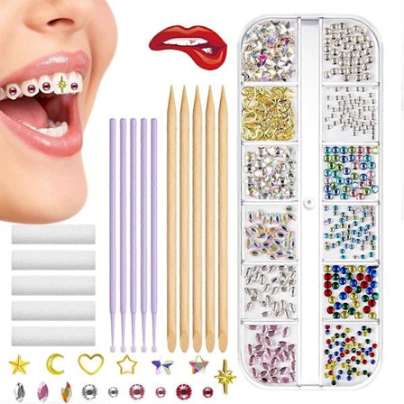 Tandsmycken Gems Kit | Blandade Färger Tand Strass Smycken Kit | Glänsande Tandstickers