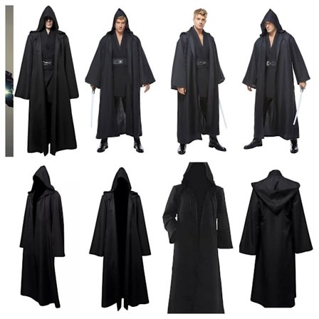 Star Wars Anakin Skywalker/Jedi Cosplay Halloween Musta Hupullinen Viitta Mantel Takki-FA-