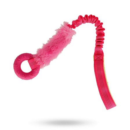 Dogman Valpleksak med Päls & Ring - Rosa - Hundleksaker