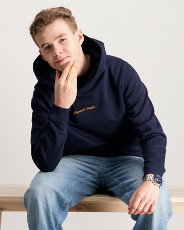 Jack & Jones JORNORREBRO EMB SWEAT HOOD Bleu Sweats à capuche Garçon - Kids Brand Store