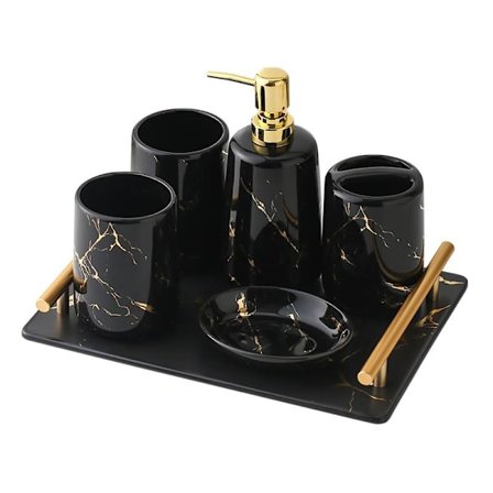 Badeværelsessæt i 5 dele - Sort