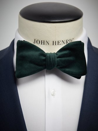 John Henric Men's Green Velvet Bow Tie Size Self-tied