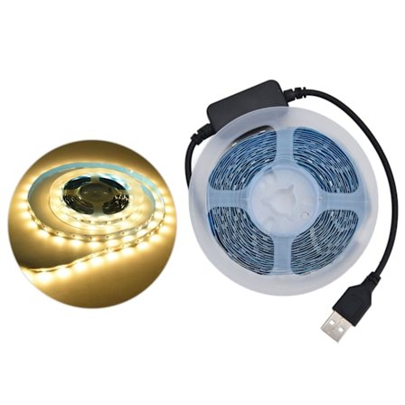 LED Skaplysrekke 5V USB Bevegelsesaktivert Lysrekke Varmt Lys for Skap Garderober Gang 5M