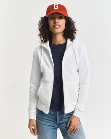GANT Damen Tonal Sweatjacke (S) Weiß