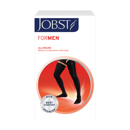 JOBST For Men Lårstrømpe Klasse2, Large, sort, 1 par