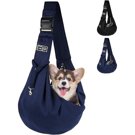 Hund Kattbärväska, Justerbar Handsfree Liten Hundslingväska, för Mellanstora Hundar/Katter upp till 7,5 kg, för Utomhusbruk, Resor, Tunnelbana (Blå)