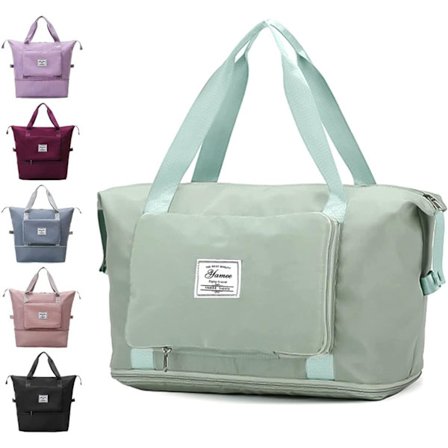 Stor sammenleggbar reiseveske, lett og vanntett kabinveske med fast stropp, tørr og våt separasjon sammenleggbar reise