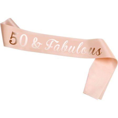 Rose Gold 50-vuotis syntymäpäivävyö, 50 & Fabulous satiinivyö 50 vuotta