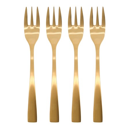 House doctor tårtgaffel 4-pack, guld | Dukning & Servering > Bestick > Gaffel | Bagaren och Kocken