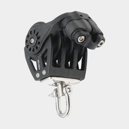 Tripleblok met D-sluiting Seldén BBB 40, roterend, met kogellager, met schootklem, geschikt voor lijnen Ø3 - 7 mm