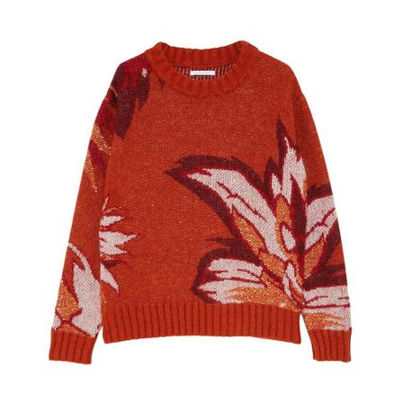 Patrizia Pepe Maglia Flower Jacquard CON Paillettes Art. 2M4130A9W2 Rød, Dame Striktrøjer
