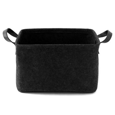 Förvaringskorg med två handtag, filtkorg för leksaker, böcker, tidningar, svart 33*23*20cm