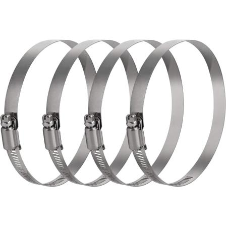 4 kpl 80 mm ruostumattomasta teräksestä valmistettu säädettävä letkunkiristin joustavien letkujen kiinnittämiseen (100 mm-160 mm)