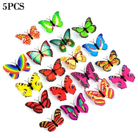 5 stk Fargerike Lysende Sommerfugl LED Nattlys Bryllup