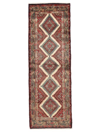 Asadabad Vloerkleed Handgeknoopt 87X255 Tapijtloper Bruin/Donkerrood Perzië