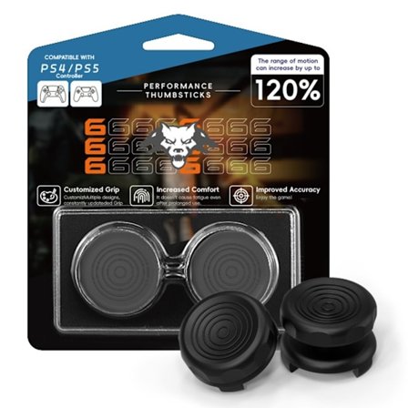 2 stk Tommelfingergreb Fingergreb til Sony PlayStation 5 / 4 Joystick Silikone - Sort