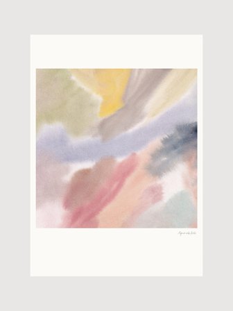 Poster av akvarell i mjuka pasteller som gult och rosa | Kunstary.com, 30x40 cm