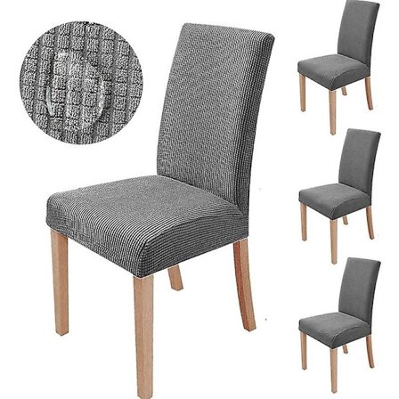 3 stk. Stolstoltrekk Stretch Spise Stolstoltrekk Stolbeskytter Grå