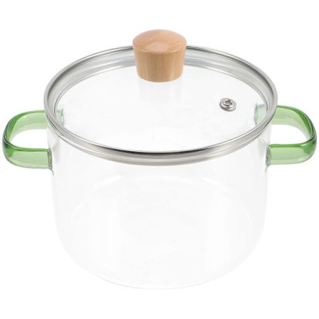 Klar Glas Gryde med Låg og Dobbelt Øre Nudel Kogegryde Ramen Gryde Glas Køkkengrej