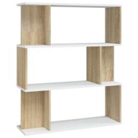 Vidaxl Bokhylla/rumsavdelare Vit Och Sonoma-ek 80x24x96 Cm Multifärg
