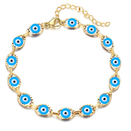 Wekity Choice of all Dainty Evil Eye Bracelets for Women, 14K