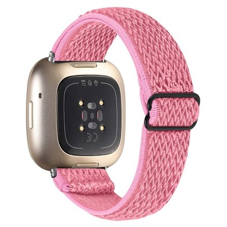 Fitbit Sense / Versa 3 elastiskt klockarmband med justerbart spänne - Rosa