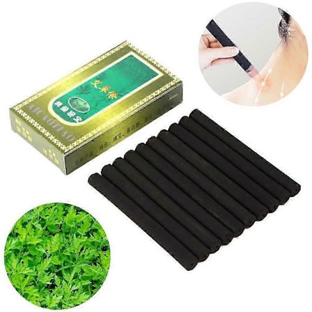 Røgfri Moxa Ruller, 10 stk./12 mm Æske Røgfri Moxa Ruller Mild Moxibustion Sticks Lindre Smerte Traditionelle Malurt Strips