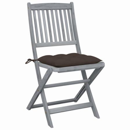 Vidaxl Hopfällbara Trädgårdsstolar Med Dynor 2 St Massivt Akacia Taupe