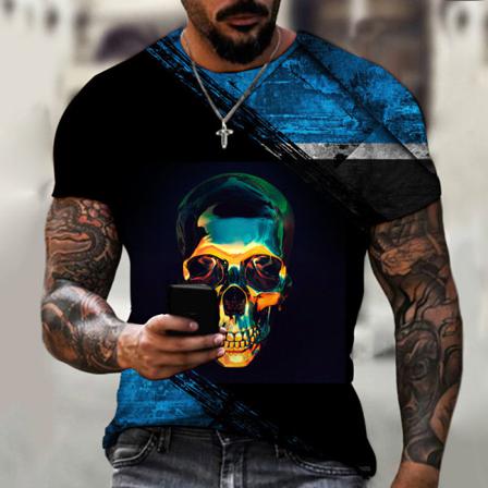 Män Skull Print Tops Kortärmad T-shirt