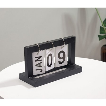 Genanvendelig Bordkalender i Træ Sort Boligpynt