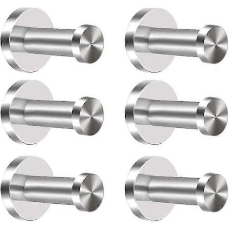 Rockkrok 6 stk. 304 rustfrit stål dørkroge vægmonteret rockfrakke krog krom cylinder håndklædekrog p