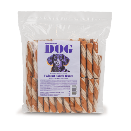 My favourite DOG - Dental twisted stick, kyllingesmak 100-pakning - Hund - Hundegodbiter & tyggebein - Dental tyggebein & tanntyggebein - ZOO.no