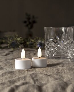 LED Teelichter Flamme 2-er Pack Weiß