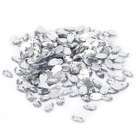Drop Shape Resin Flatback sömnad Rhinestone - 200 st (vit)