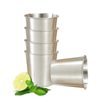 5 stycken drickskopp i rostfritt stål, stapelbar, dricksglas i borstad metall, kylande ölglas, för resor, camping, 350 ml