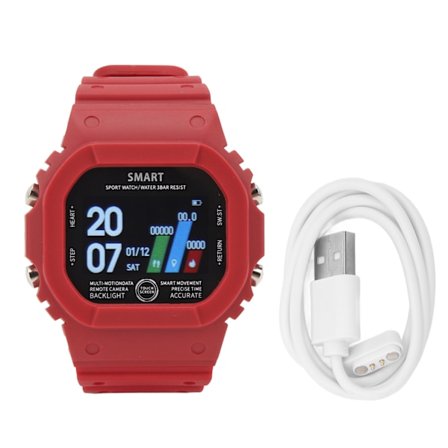 Bluetooth Sportsur IP68 Vandtæt Opladbar Søvnovervågning Sports Smartwatch 170mAh Rød