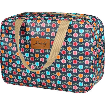 Bærbar stor vandtæt toilettaske, sammenklappelig makeup taske, brusebadstaske med lynlås, dame makeup taske opbevaringspose